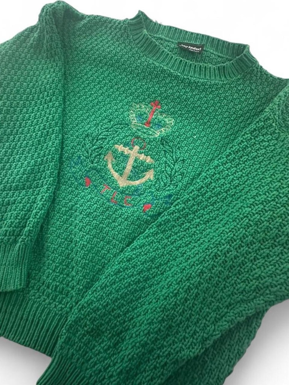 Tony lambert vintage green 100% cotton knit sweater in size medium